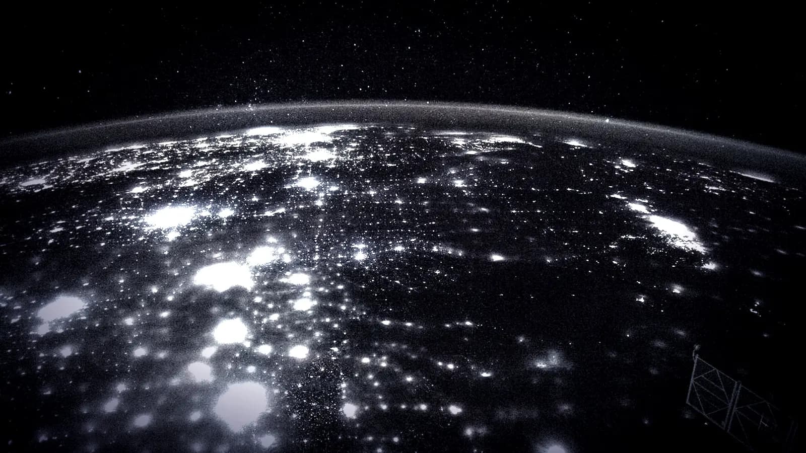 Nächtliche Erde aus dem Orbit, Städte als Lichternetz